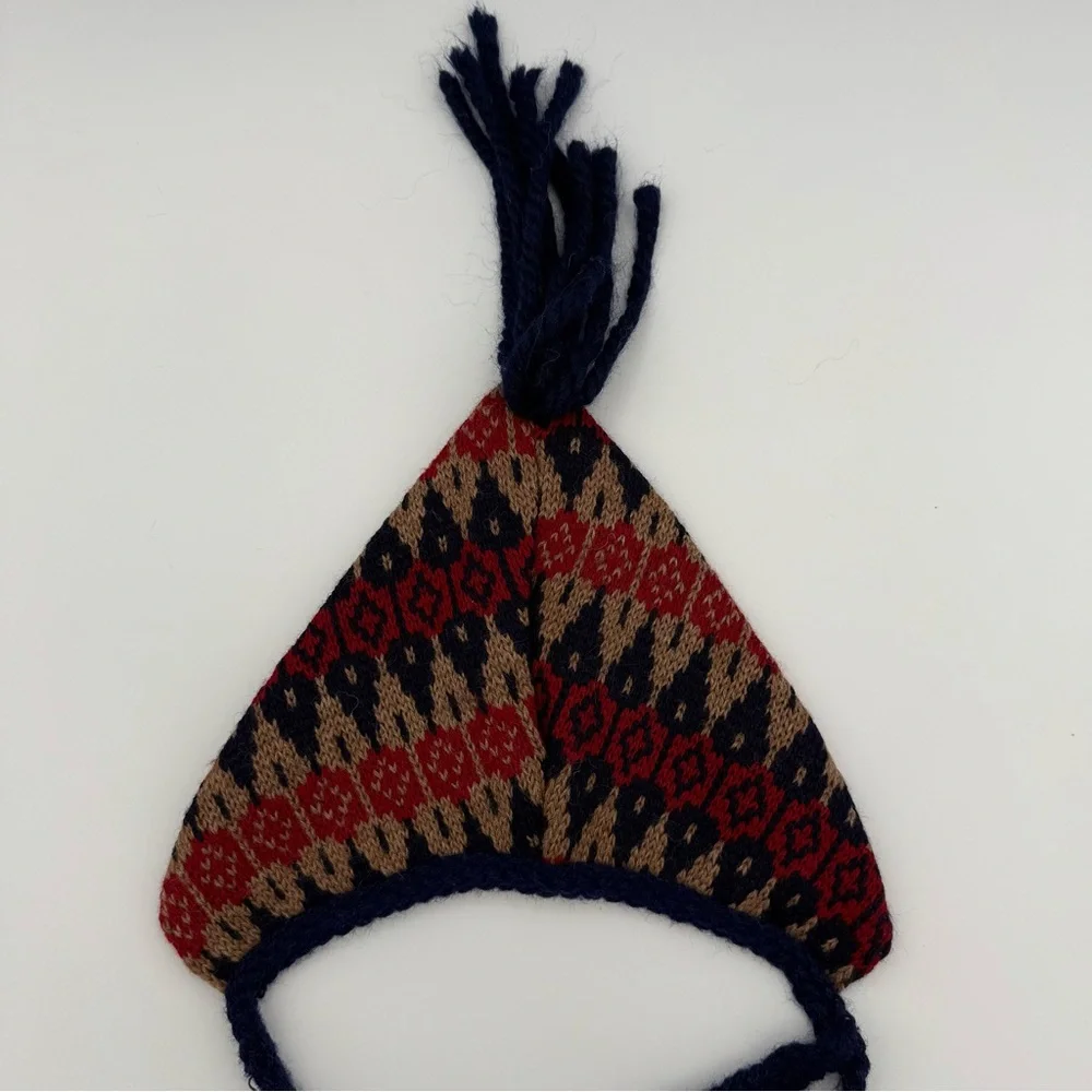 Vintage Handmade Knit Children's Hat | Folk Style | Ages‎ 1-2 | Tassel Top